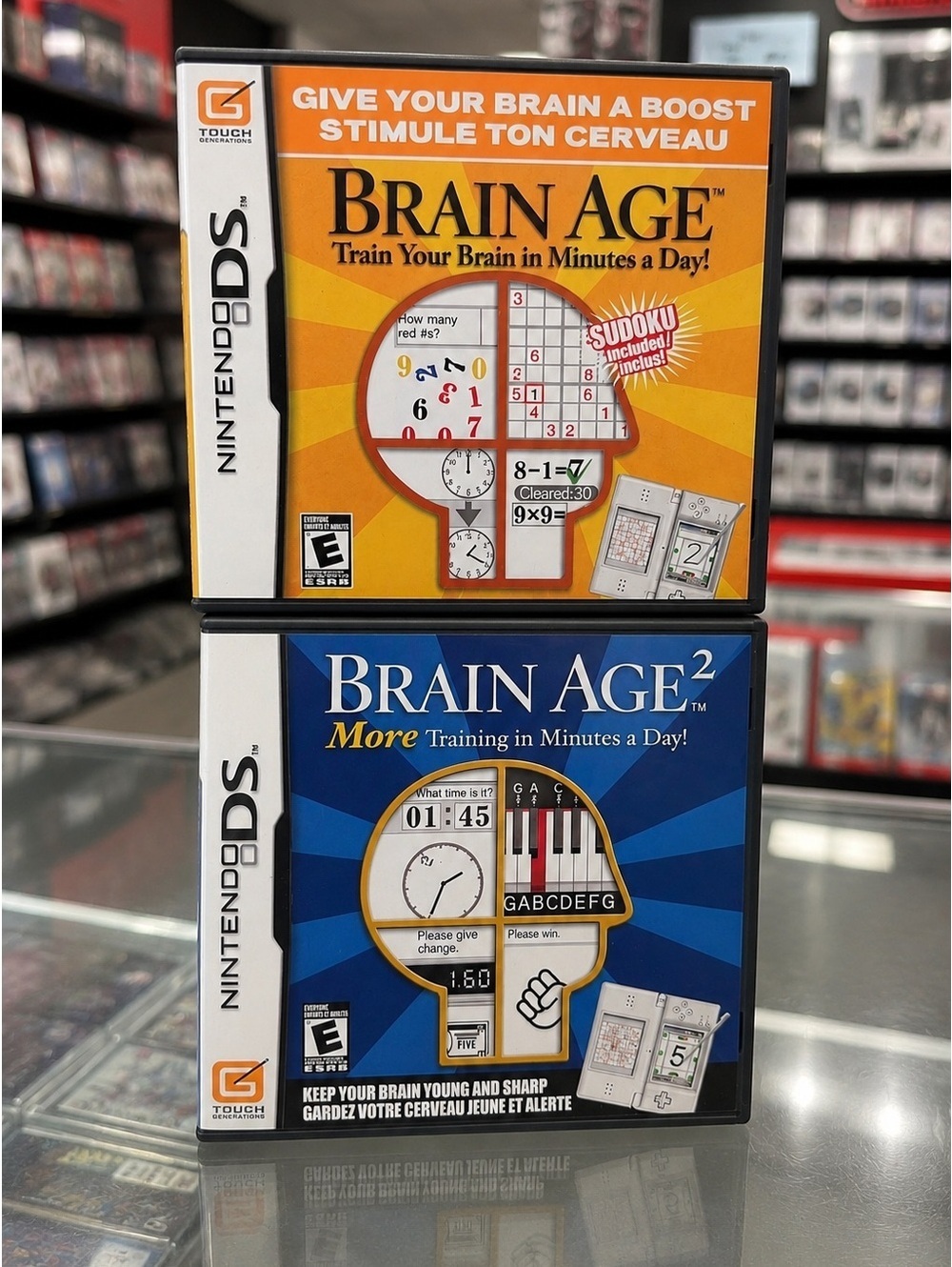 Nintendo DS Brain Age 1 & Brain Age 2 Complete CIB Bundle Tested Working